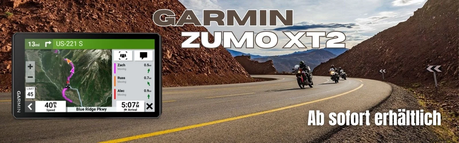 Garmin Zumo XT Navigationsgerät. Banner zum Produkt mit...